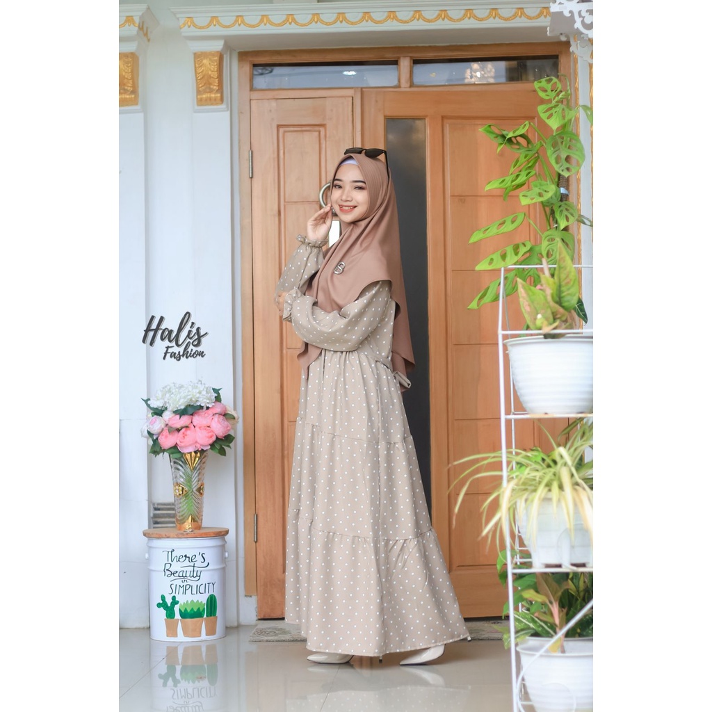 GAMIS SET SYARI  syakira SET KHIMAR POLKADOT POLKA ORIGINAL HALIS busana wanita motif muslim