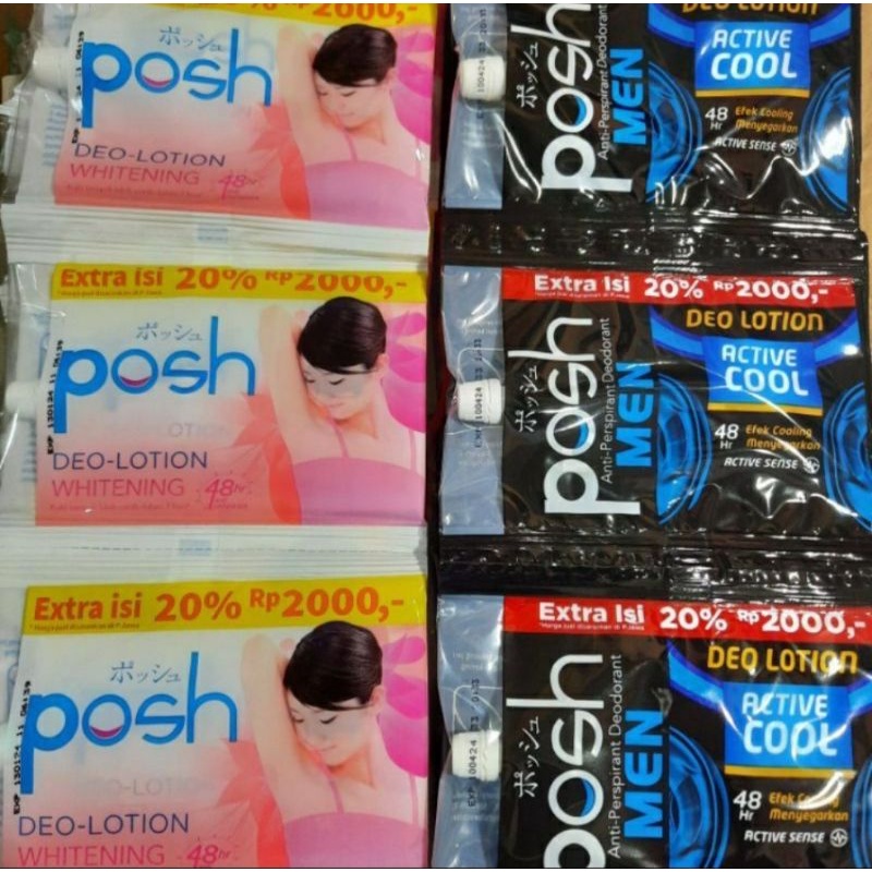 Deodorant Posh Sachet 1 Renteng isi 12 biji/piz(Deodorant women vz men)(utuk saat ini 6+1 &amp; 12+2 hanya sewaktu2 di kasih sama pabriknya)