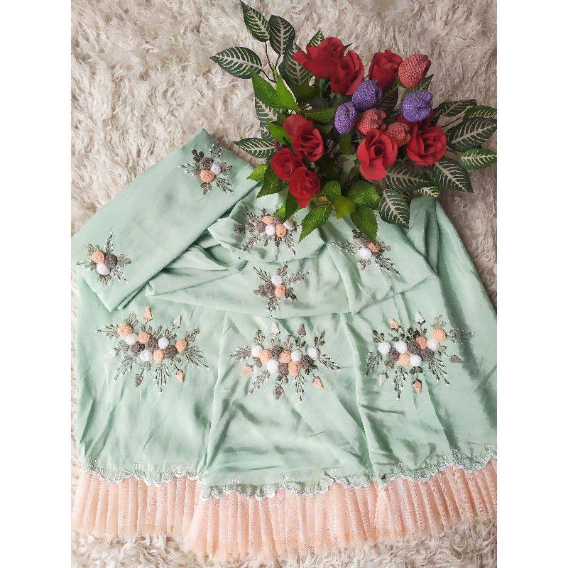 mukena amplop hijau apel/mukena amplop hijau apel dewasa/mukena amplop hijau apel jumbo