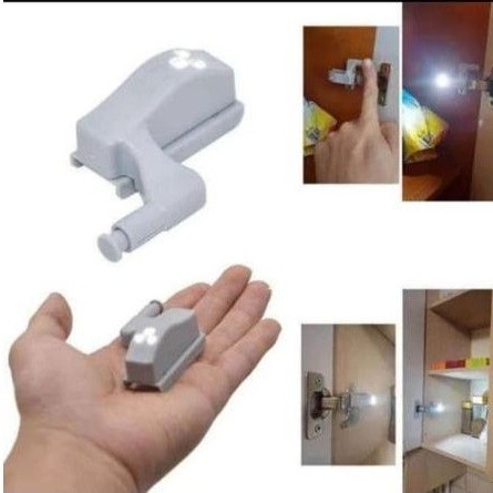 Lampu Lemari LED + Baterai/ Engsel Pintu Laci Sensor LED/ Lampu Engsel Kecil Otomatis Bonus Batere