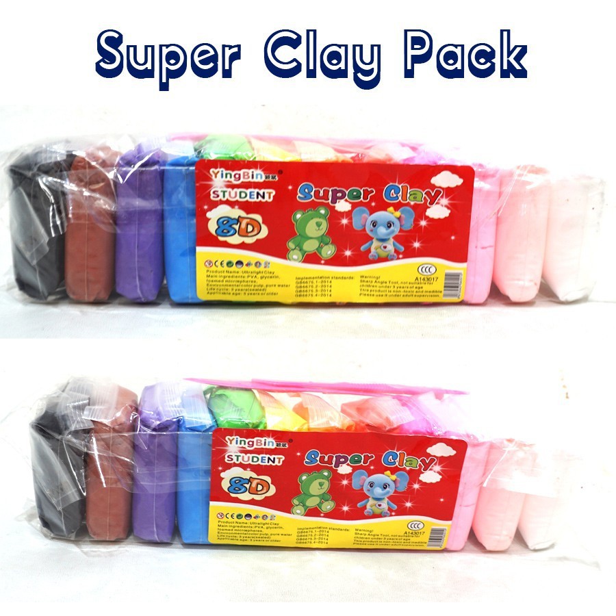 MWN Mainan Super Light Clay isi 12 pcs Plus alat Ukir Clay