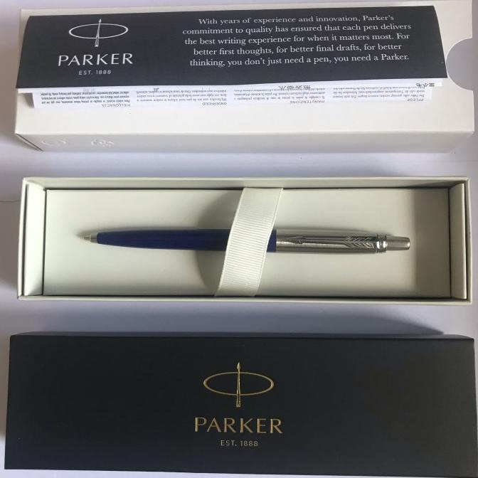 

BOLEH DROPSHIP Pulpen Parker Jotter Ballpoint SPC Biru Crome Trim ( Klip silver )
