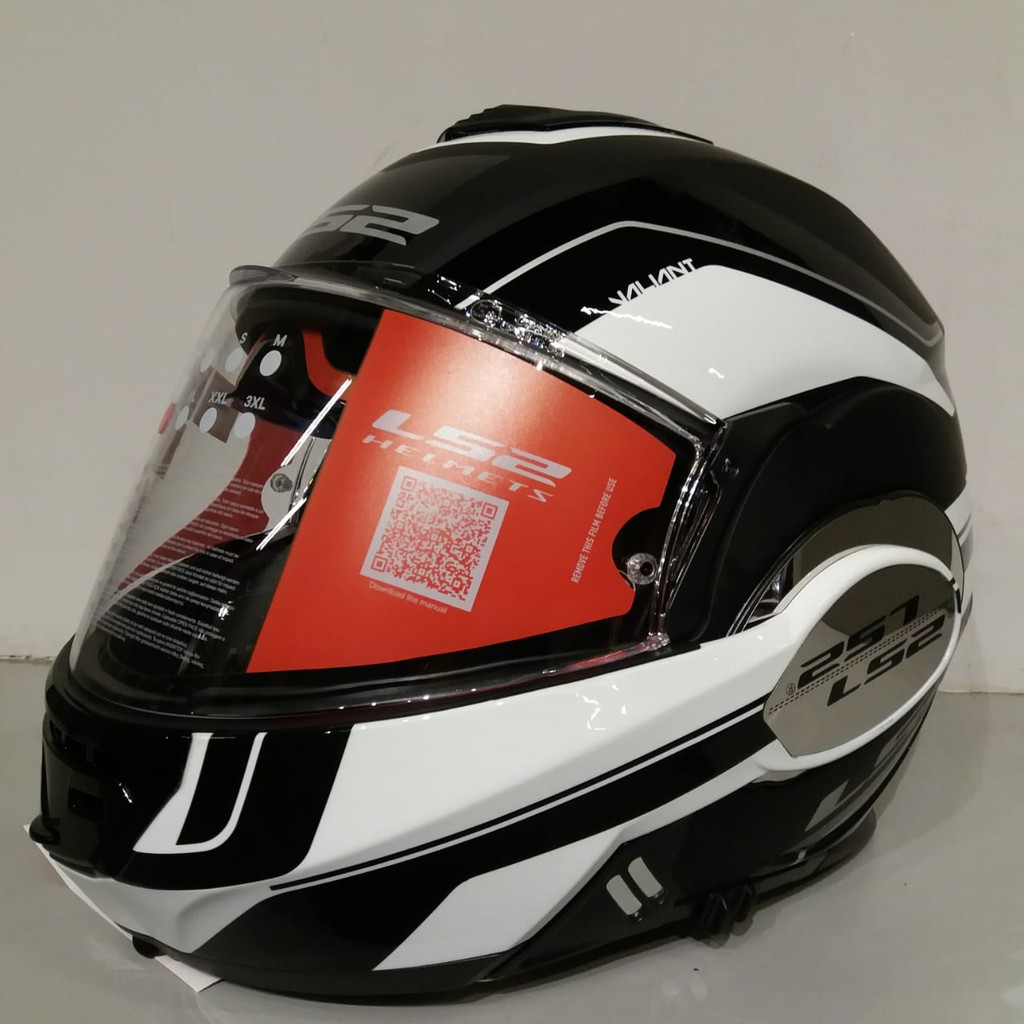 LS2 FF399 VALIANT LUMEN BLACK WHITE | HELM MODULAR | LS2 | FF399 | HELM FULL FACE