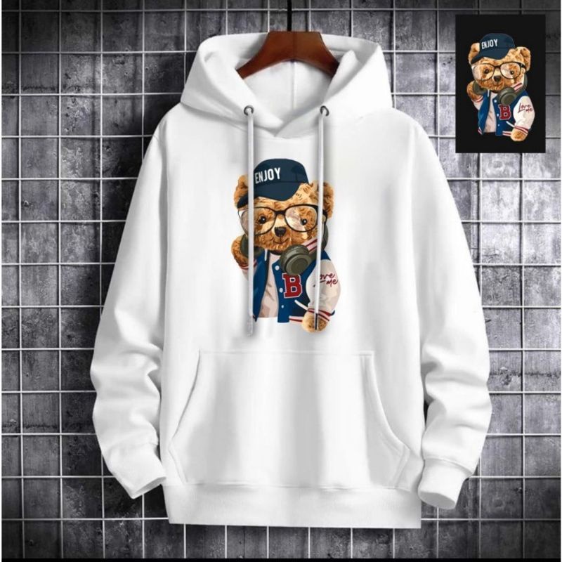 Sweater Hoodie pria termurah BEAR ENJOY bahan fleece tebal/jaket Hoodie pria wanita terbaru