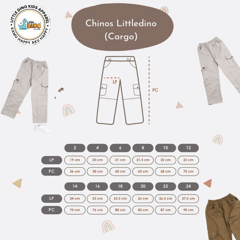 Celana Panjang Anak Chino Cargo Little Dino Blackhawk Anak Junior