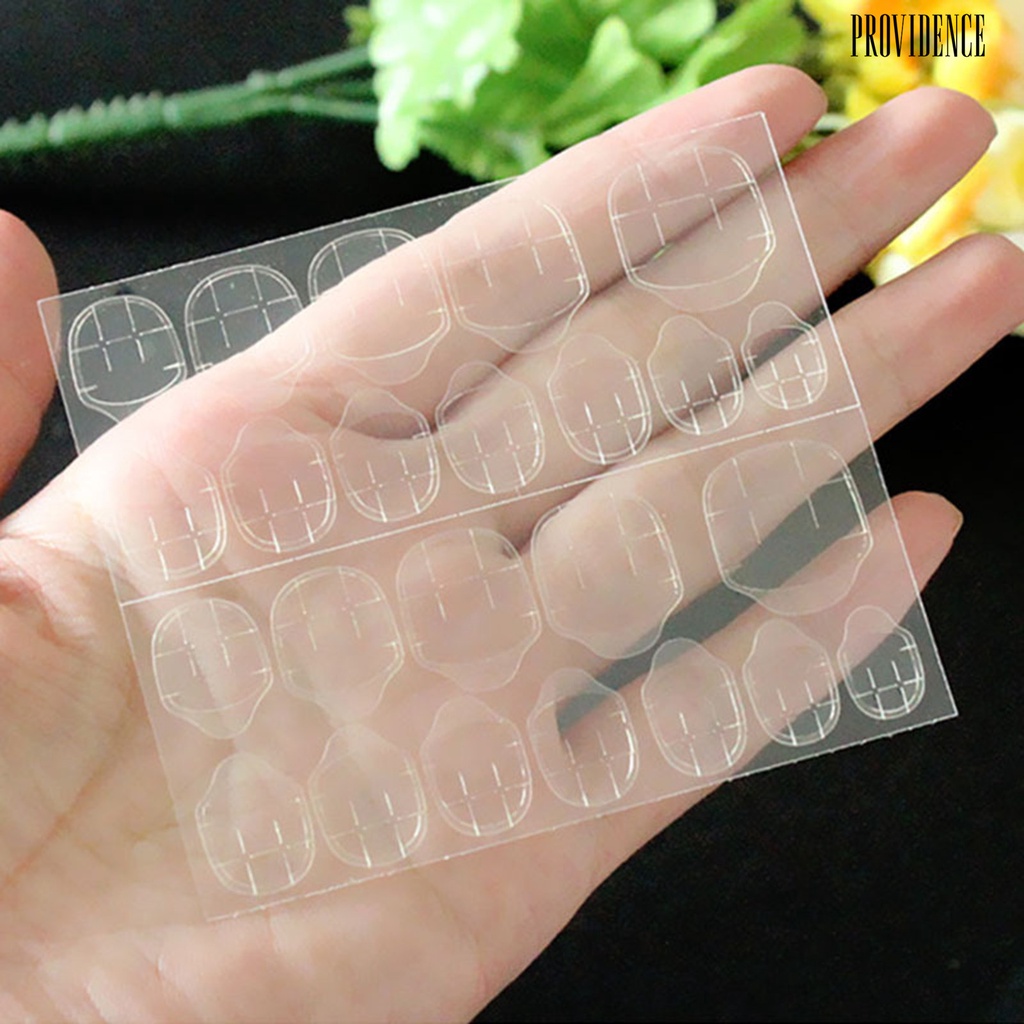 10 Lembar / 240 Stiker Lem Perekat Kuku Jelly Dua Sisi Tahan Air Transparan Untuk Manicure