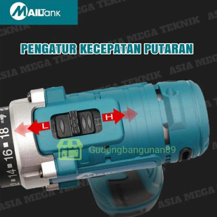 Mesin Bor Baterai Tembok Cordless Drill Mailtank SH189 18V Tanpa Kabel