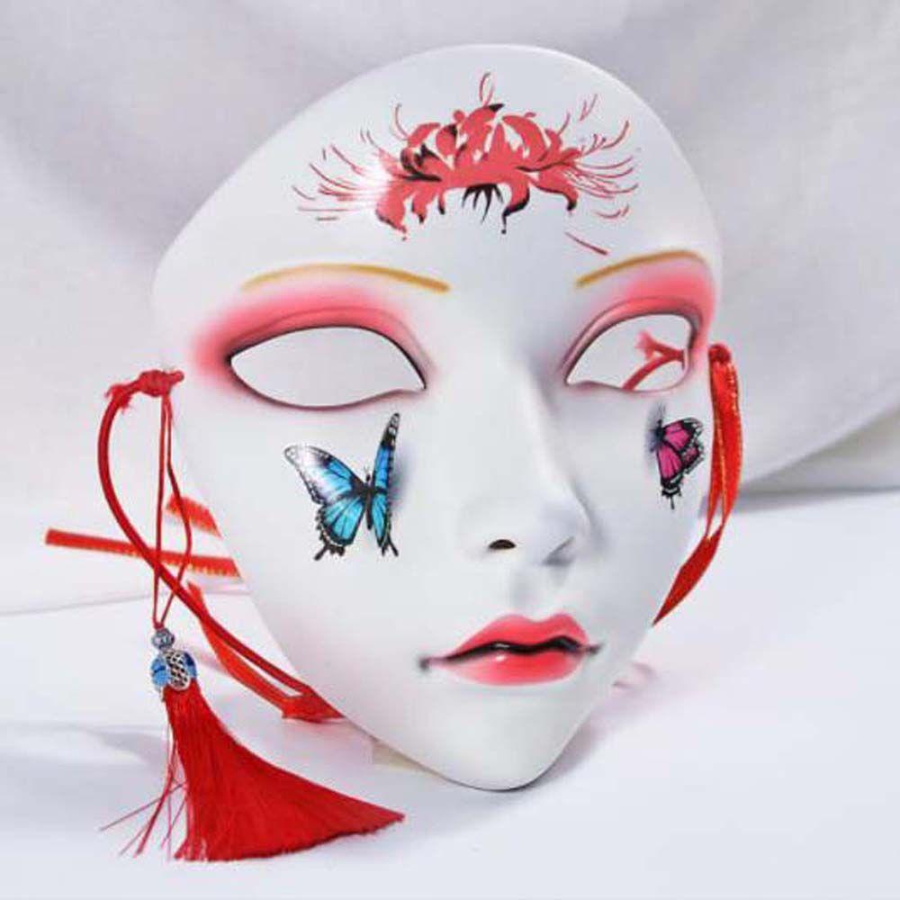 Mxbeauty Halloween Cosplay Masker Kabuki Masker Masquerade Festival Gaya Cina Kupu-Kupu Topeng Cherry Hiasan Kepala Kostum Props Kecantikan Wajah Hanfu Aksesoris Pesta Props