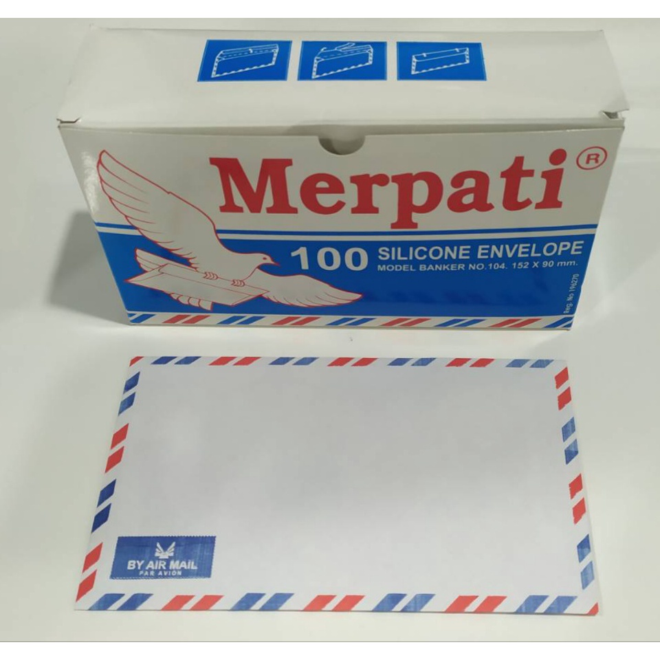 

Amplop Putih Airmail Merpati 104 70 gram 152 x 90 mm