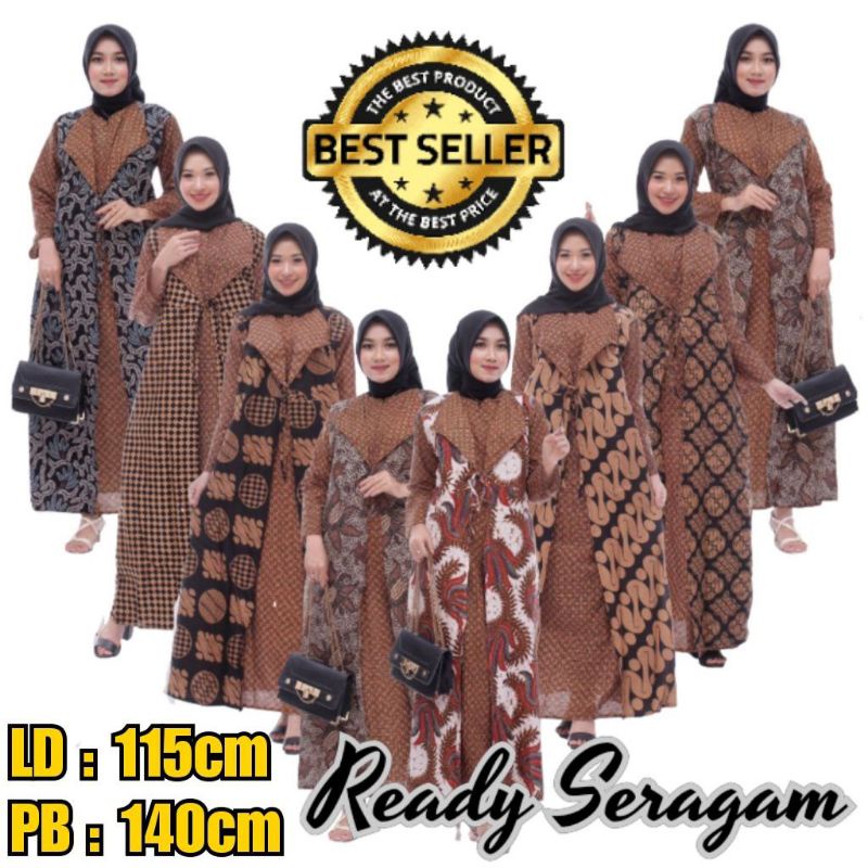 (COD) BATIK JUMBO - DRESS BATIK BOLERO KOMBINASI KERAH MODEL JAZZ - GAMIS JUMBO - DRESS - BIG SIZE