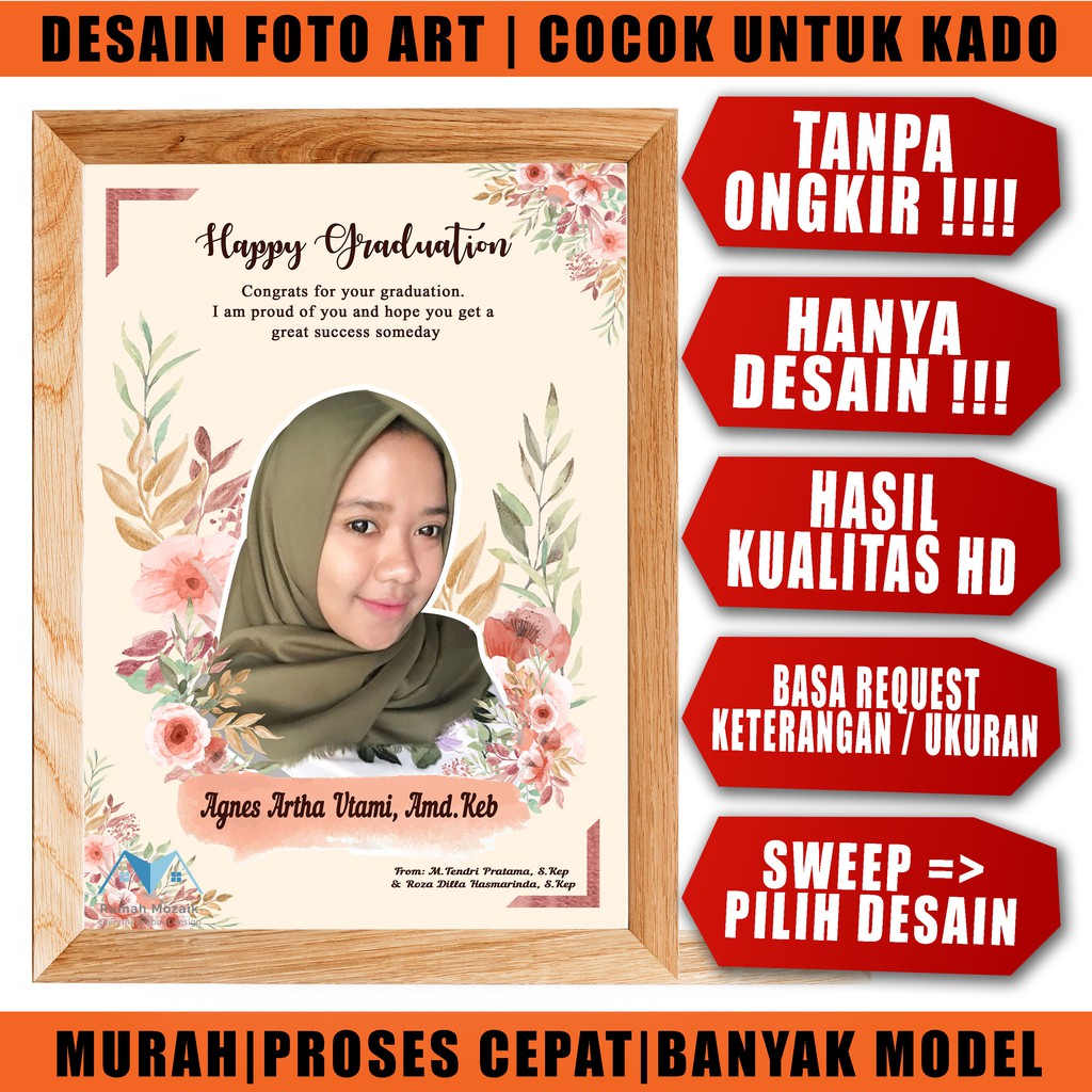 KADO Desain  foto  custom untuk wisuda anniversary  wedding 