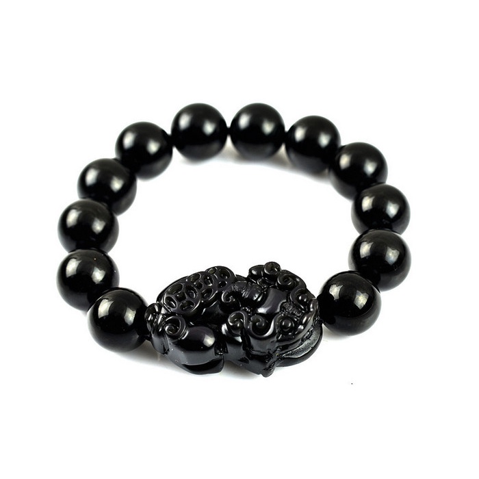 Gelang giok hitam Pixiu oxydian asli kesehatan terapi BLACK JADE CINA hoki keberuntungan bracelet