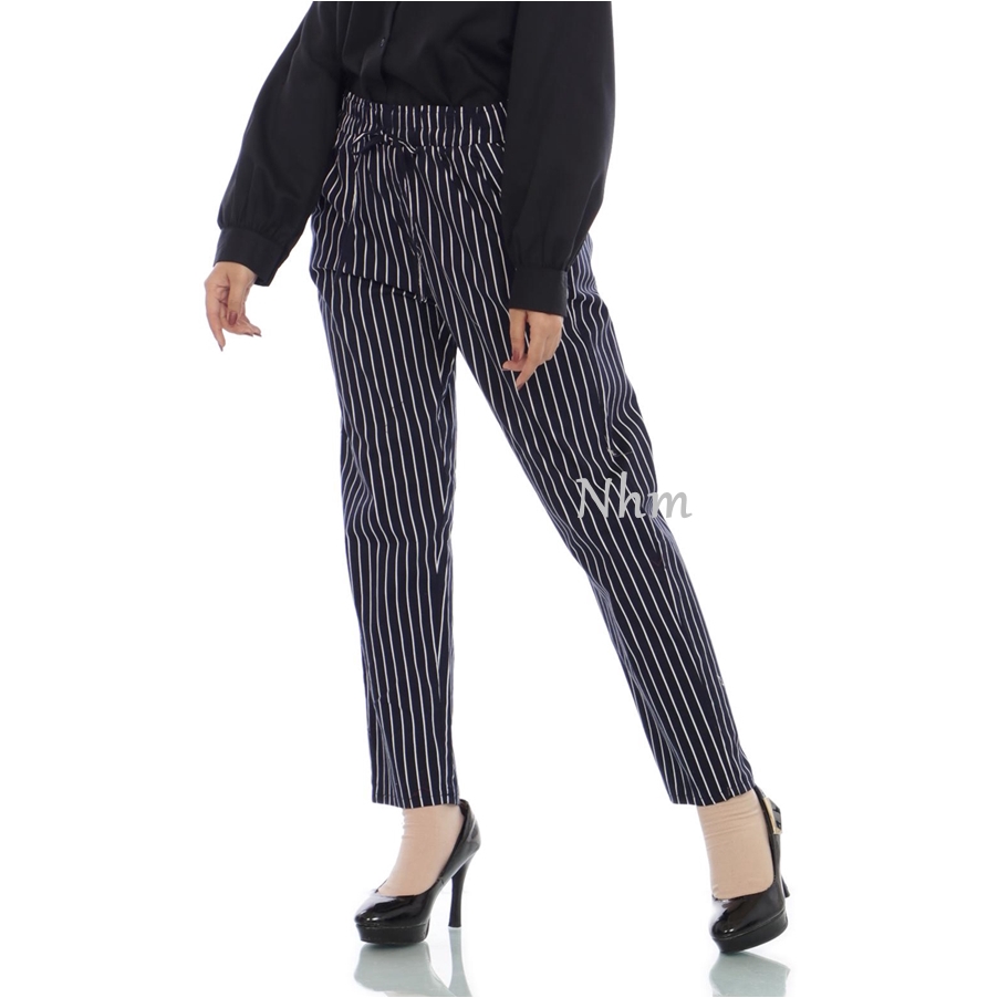 NHM Celana Wanita Jumbo Salur- Celana Baggy Panjang Wanita Jumbo Big Size