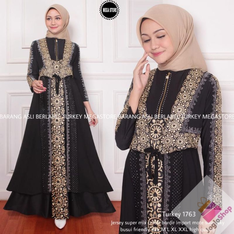 NEW BAJU LEBARAN Abaya GAMIS ABAYA TURKEY 1763 TURKI ARABIAN INDIA BY MEGASTORE Gamis Turkey/ Dubai
