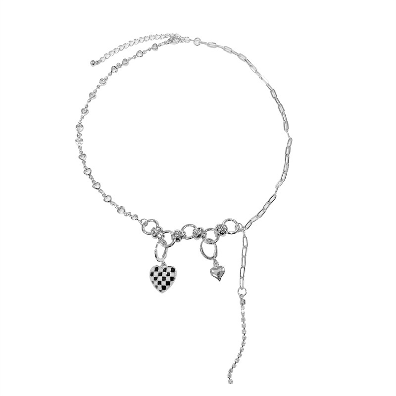 Kalung Rantai Desain Hati Gaya hip hop Untuk Wanita