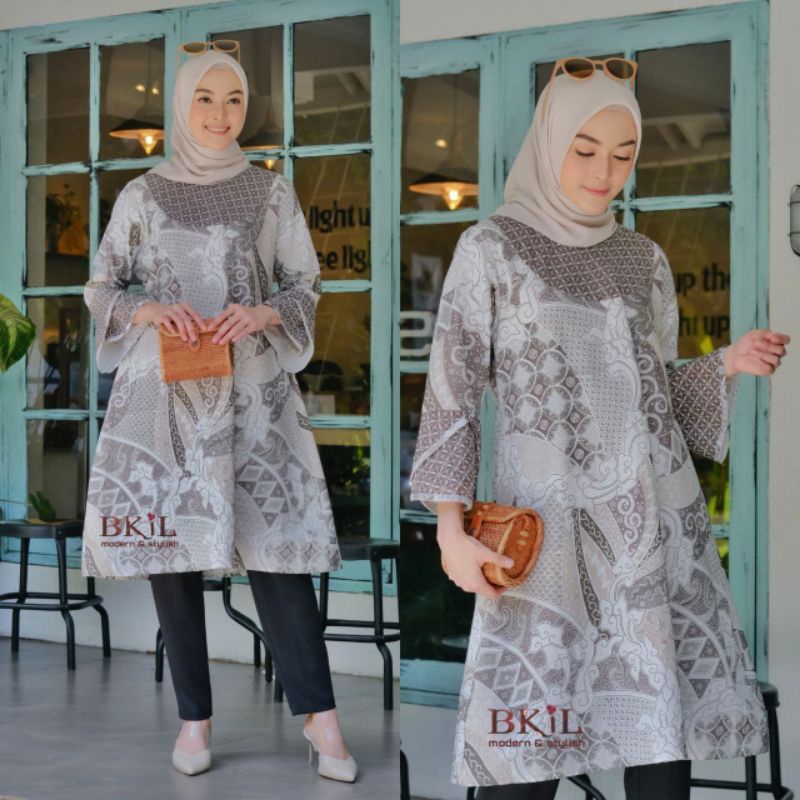 tey-17 Batik wanita ASJ SA HRB026 Kenongo Kemeja Tosca Pendek-2