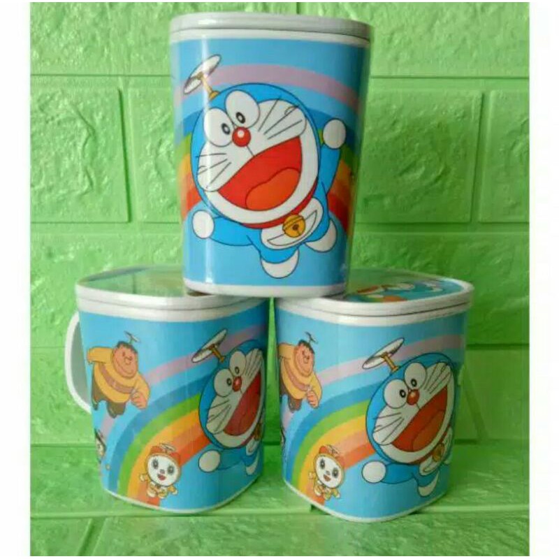 mug+tutup segi doraemon vanda melamine