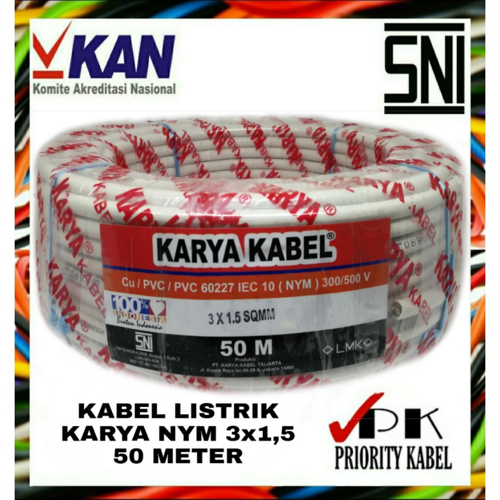 Kabel Listrik Kawat KARYA NYM 3x1,5 3x1.5 50meter (50m)