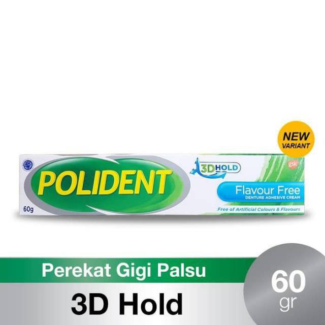 POLIDENT 3D hold flavour free 60gr (perekat gigi tiruan) RB7