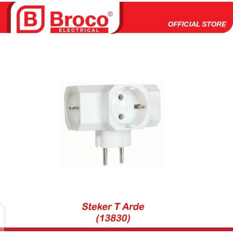 Steker T Arde Broco 13830 steker cabang tiga dengan arde