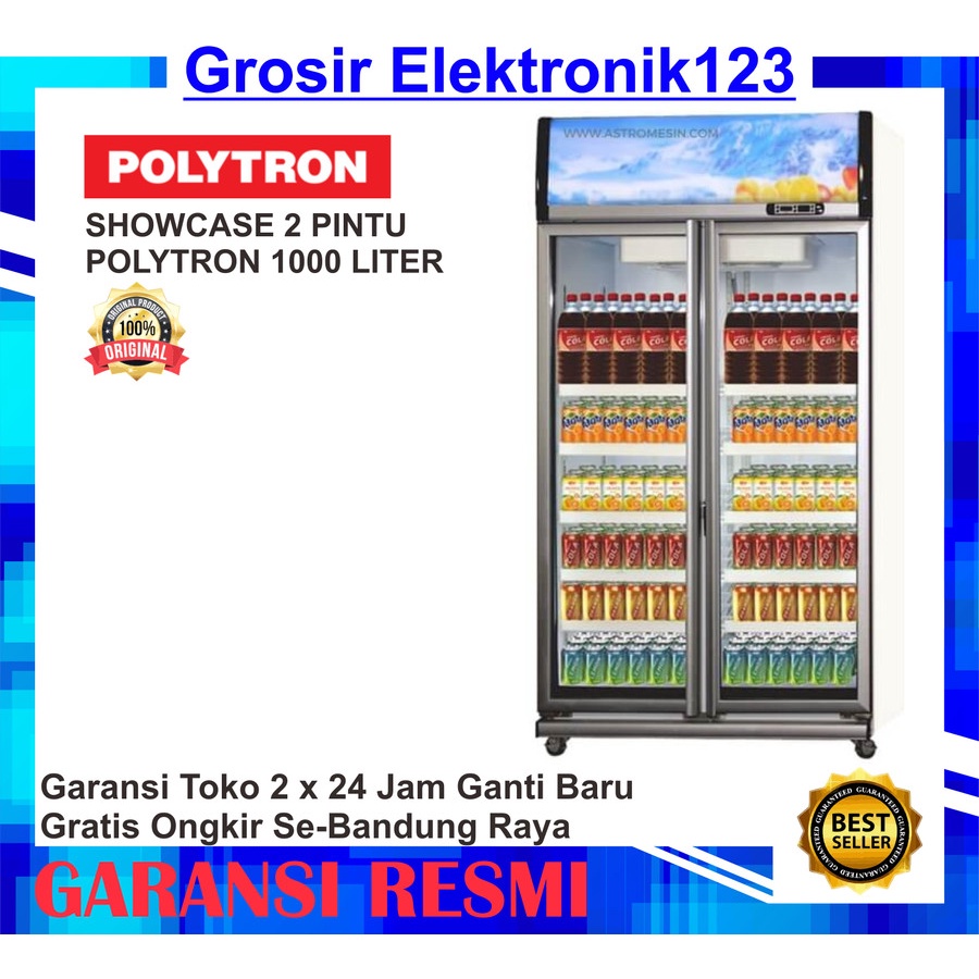 SHOWCASE 2 PINTU POLYTRON 1000 LITER DISPLAY COOLER SCN-1020