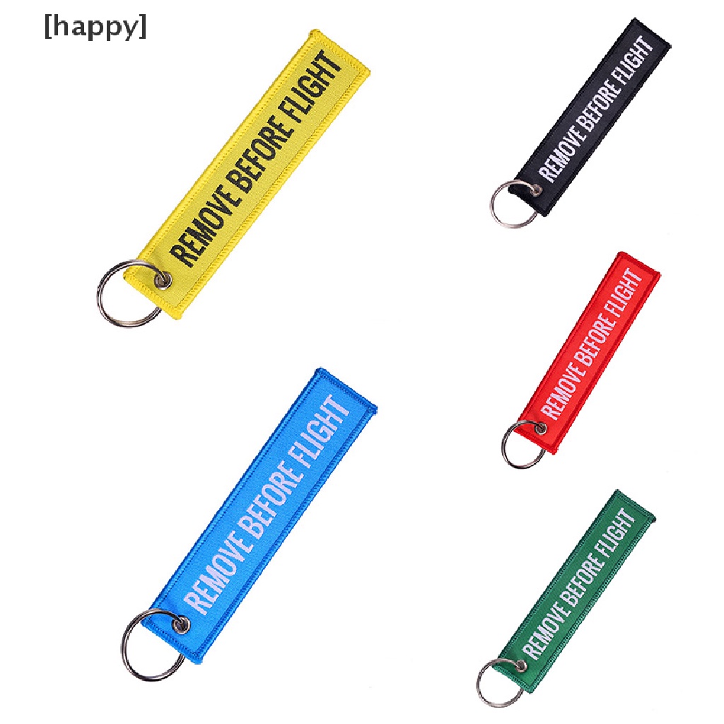 Gantungan Kunci Tulisan Remove Before Flight Bahan Polyester Ukuran 13x3cm