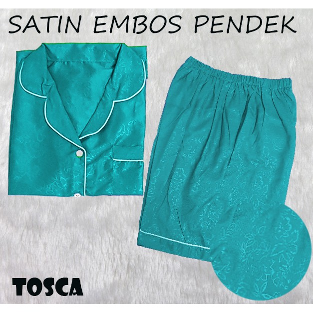 RottenKlass PP Piyama Saten Sleepwear Stelan Baju Tidur Lengan Pendek Celana Pendek Satin Embos-6