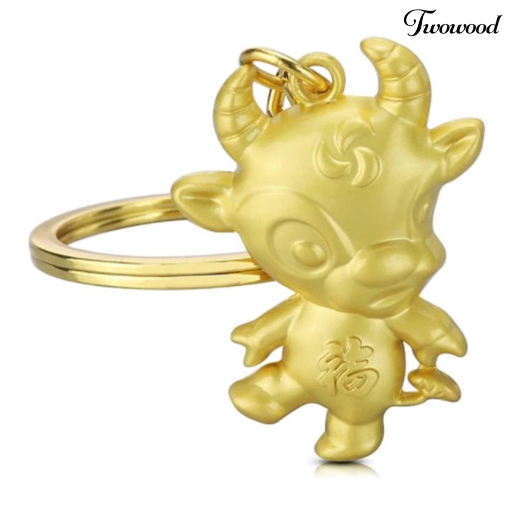 Twowood Gantungan Kunci Bentuk Sapi Warna Emas Untuk Hadiah