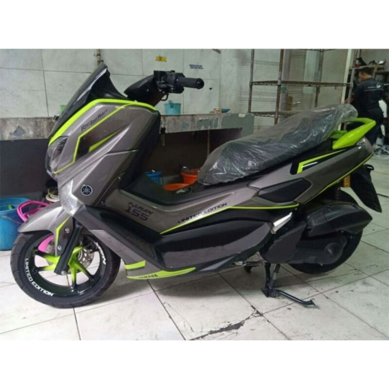 stiker decal nmax old abu kombinasi lis hijau toska kode 002