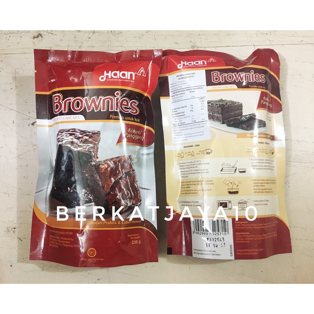 

HAAN Brownies Kukus / Panggang Kemasan POUCH 230 Gram Enak Murah Instant Cake Mix