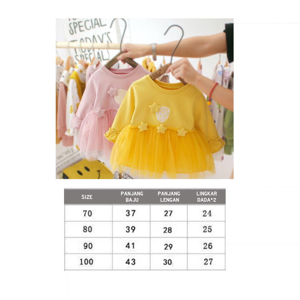 Dress anak bayi tile STAR - Baju Baby Bayi Anak perempuan cewek Gaun Tile Tulle renda Pesta Elegan Balita-2