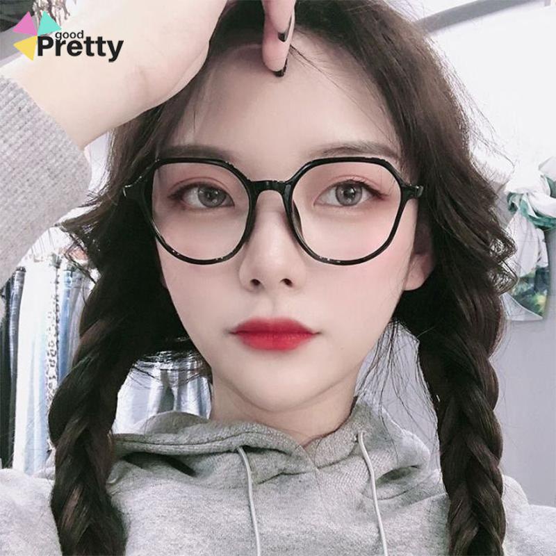 Kacamata Optik Anti Radiasi Gradien Transparan/Bingkai Hitam Anti Cahaya Biru kacamata Lensa Bening untuk Wanita Kacamata Retro