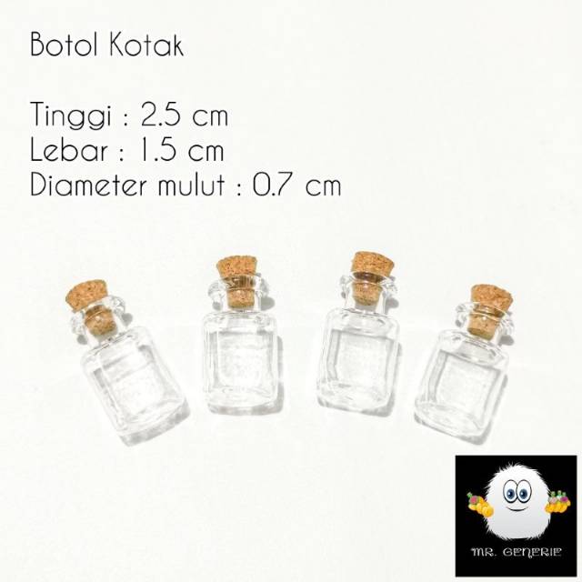 Mr.Generie 2mL Square Glass Bottle / Botol kaca tutup gabus kayu / vial parfum mini kotak / bottle c