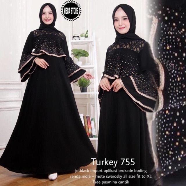 Grosir Murah turkey maxy dress jetblack import
