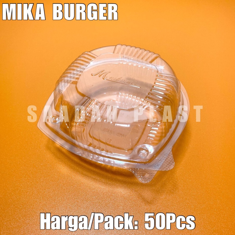 (ISI 50) Mika Burger Hamburger / Mika Roti Foodgrade / Mika Bolu Plastik Bening