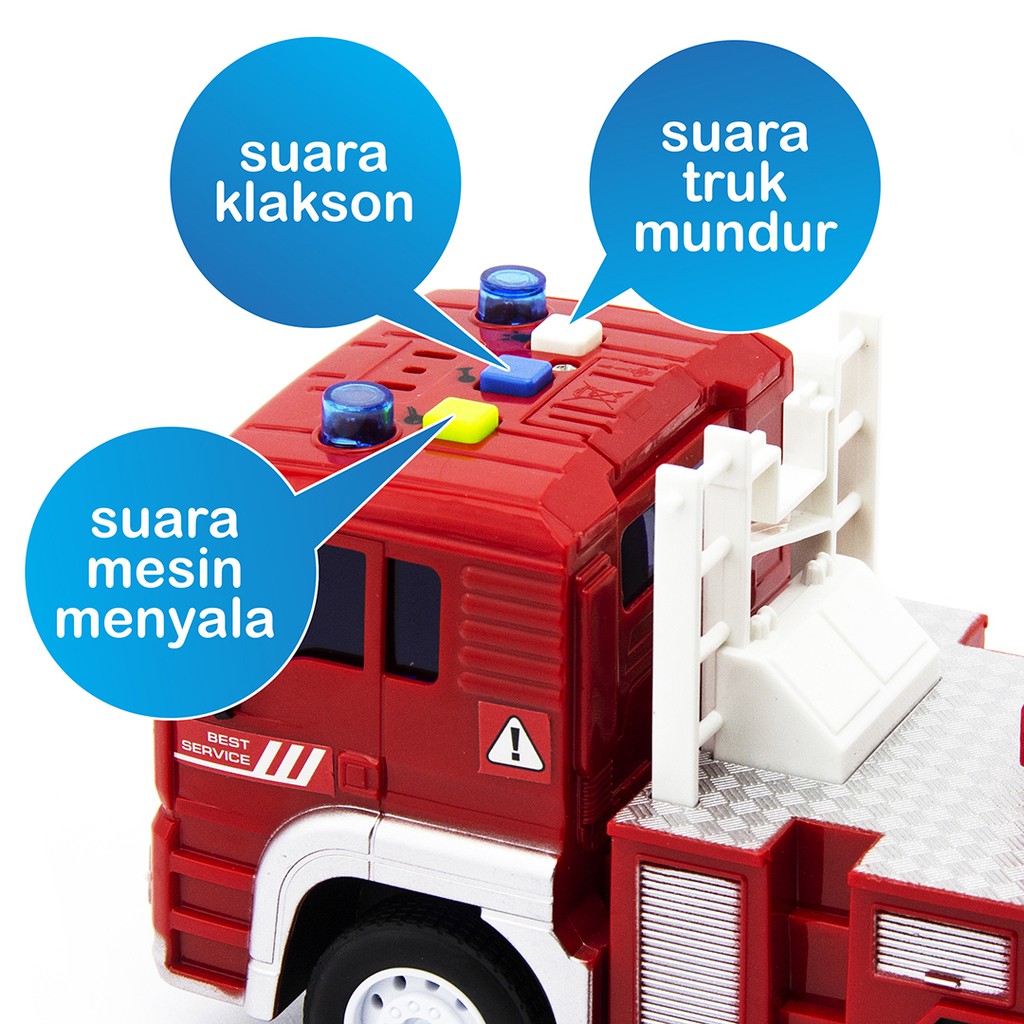 Spryz Citysquad Mainan Truk Pemadam Skala 1:20 dengan Mesin Friction, Lampu &amp; Suara