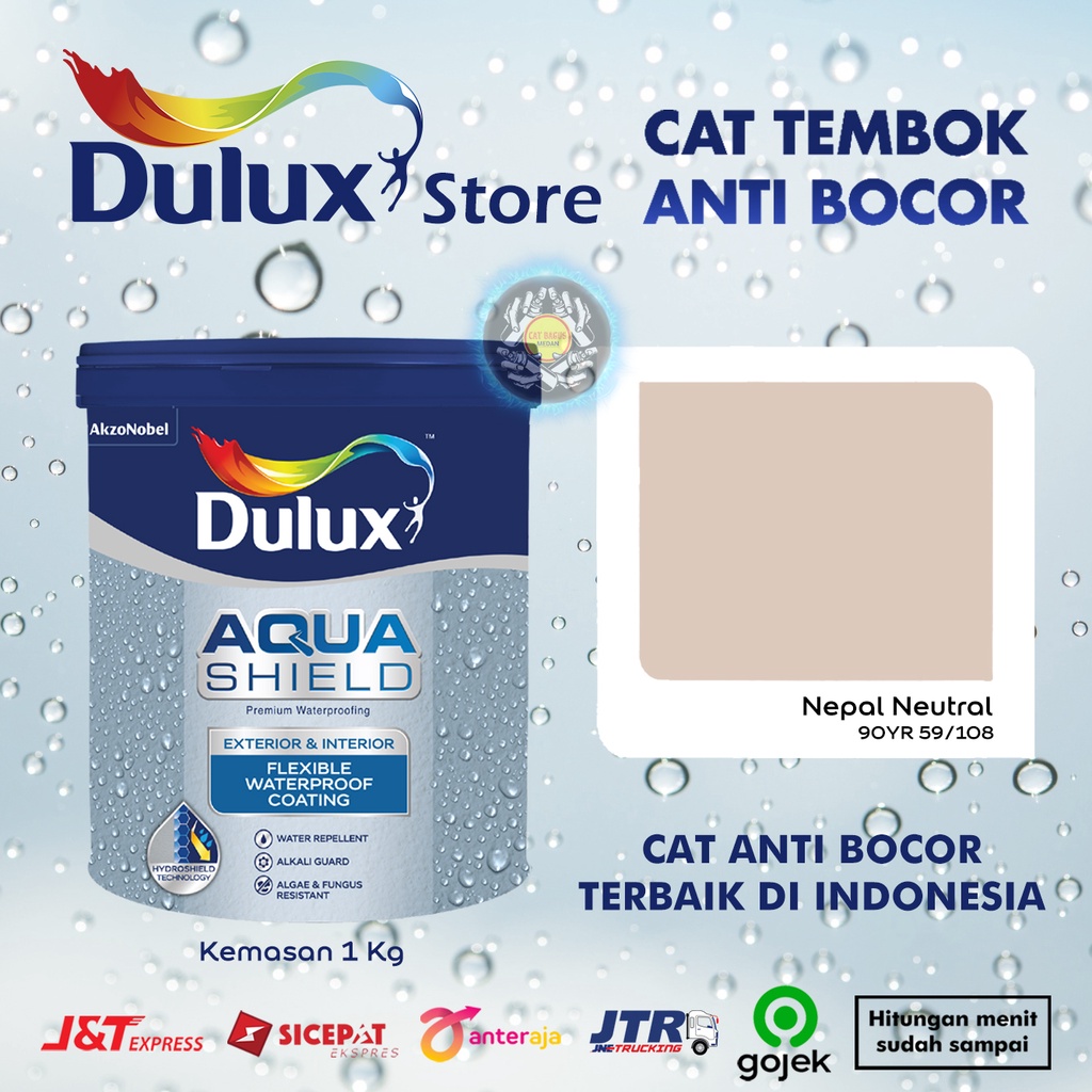 CAT TEMBOK ANTI BOCOR DULUX AQUASHIELD 2X LEBIH KUAT TAHAN CUACA WARNA NEPAL NEUTRAL 90YR 59/108 CRE