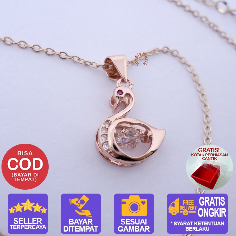 Lovelybutik - Kalung Titanium Anti Karat Kalung Wanita Angsa Titanium Model Terbaru Dengan Liontin Angsa Ukuran 45 cm Warna [Emas] [Rosegold] BONUS KOTAK PERHIASAN