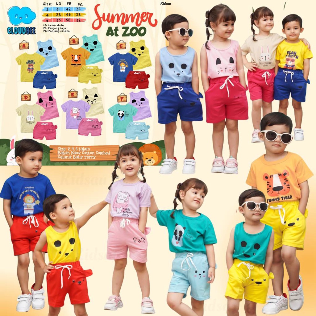 Setelan anak 3in1 Summer at zoo by cloudbee