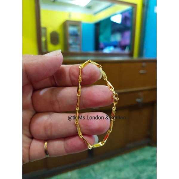 Gelang padi padi 10- 30gr Mas London LM 24K Kadar 999,9%.