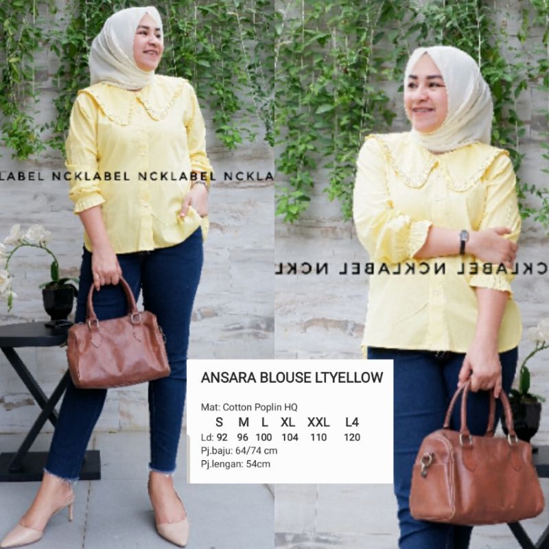 Ansara Blouse Tunik Polos S-L4 Nck Label Original