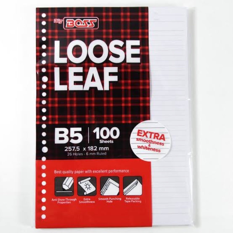 

Kertas binder B5 100 Loose Leaf / pak isi 100 lembar