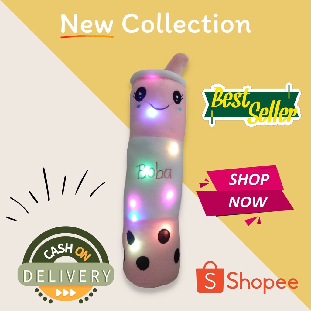 Boneka Boba Guling LED Nyala Bahan Lembut Murah
