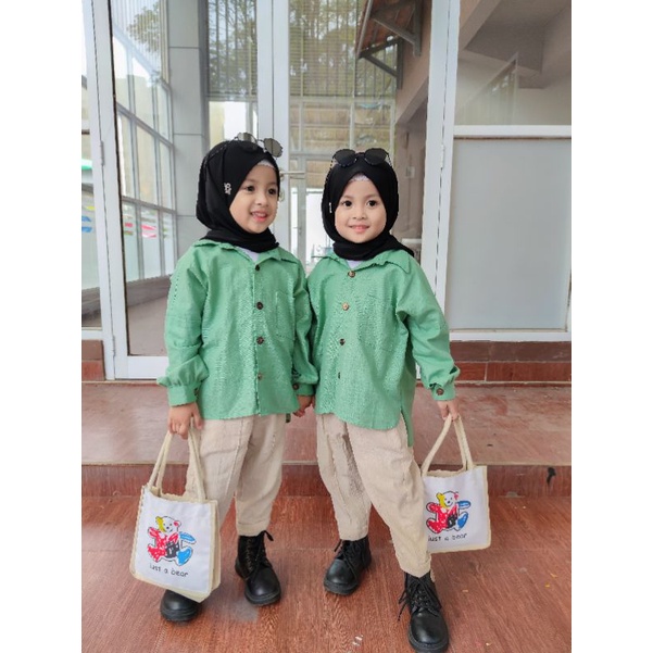 Kemeja Oversize Anak 2-6 Tahun Bahan LINEN ASLI Kemeja Anak Perempuan Kekinian Kemeja Anak Cewe Viral | KEMEJA OVERSIZE LINEN SIZE KIDS
