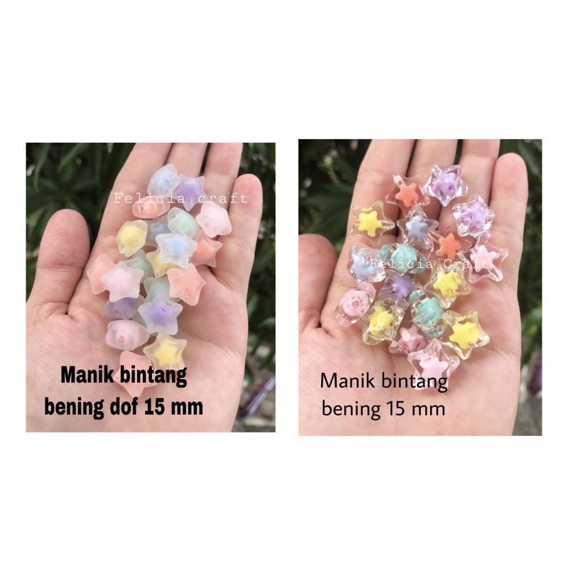 Manik bintang star isi clear bening ice dof 15 mm