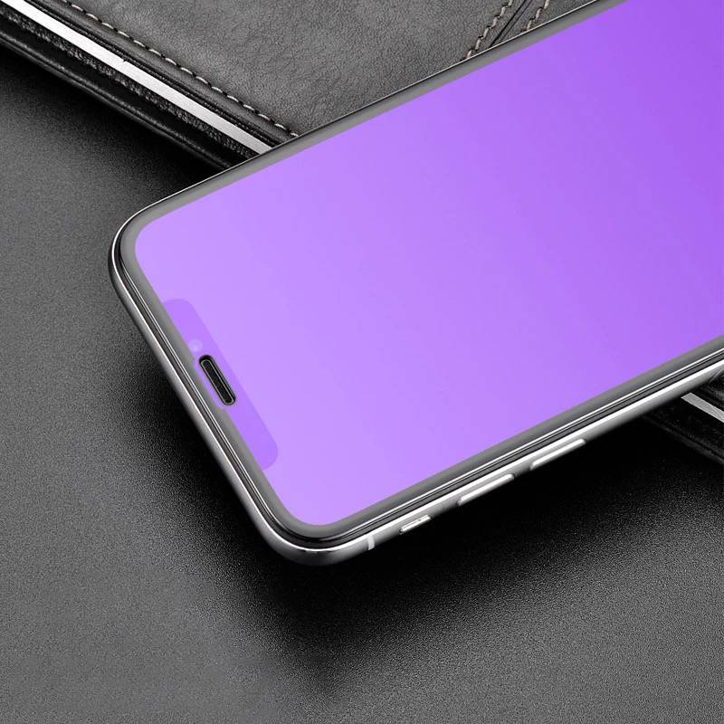 Purple Light Tempered Glass For iPhone 11 12 Pro Max Mini Protective Glass for iPhone 7 8 Plus X XS Max XR SE 2020 Full Screen Protector