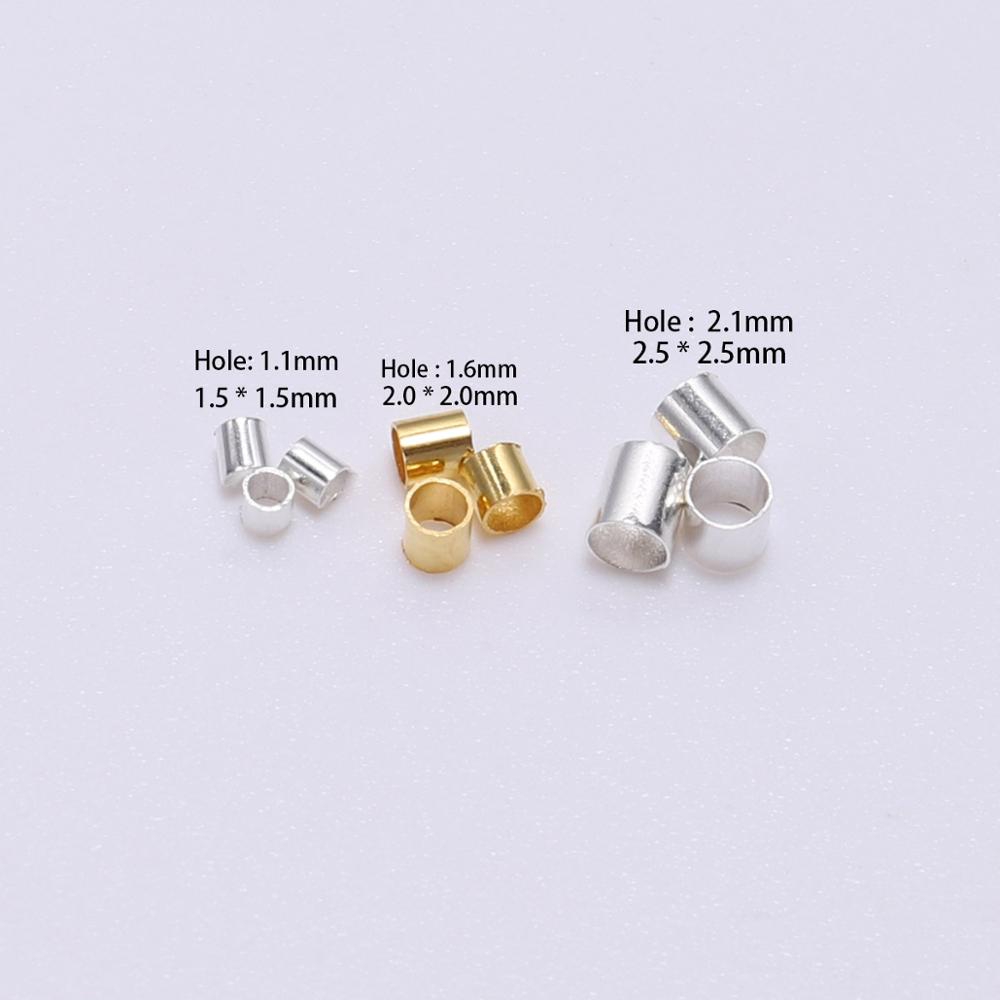 500pcs Manik-Manik Tabung Crimp End Stopper 1.5 2.0 2.5mm Warna Gold Silver Tembaga Untuk Membuat Perhiasan Kalung