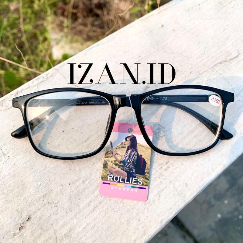 Kacamata Minus Frame Kotak Lebar Rollies Elegan Casual Unisex Pria Wanita