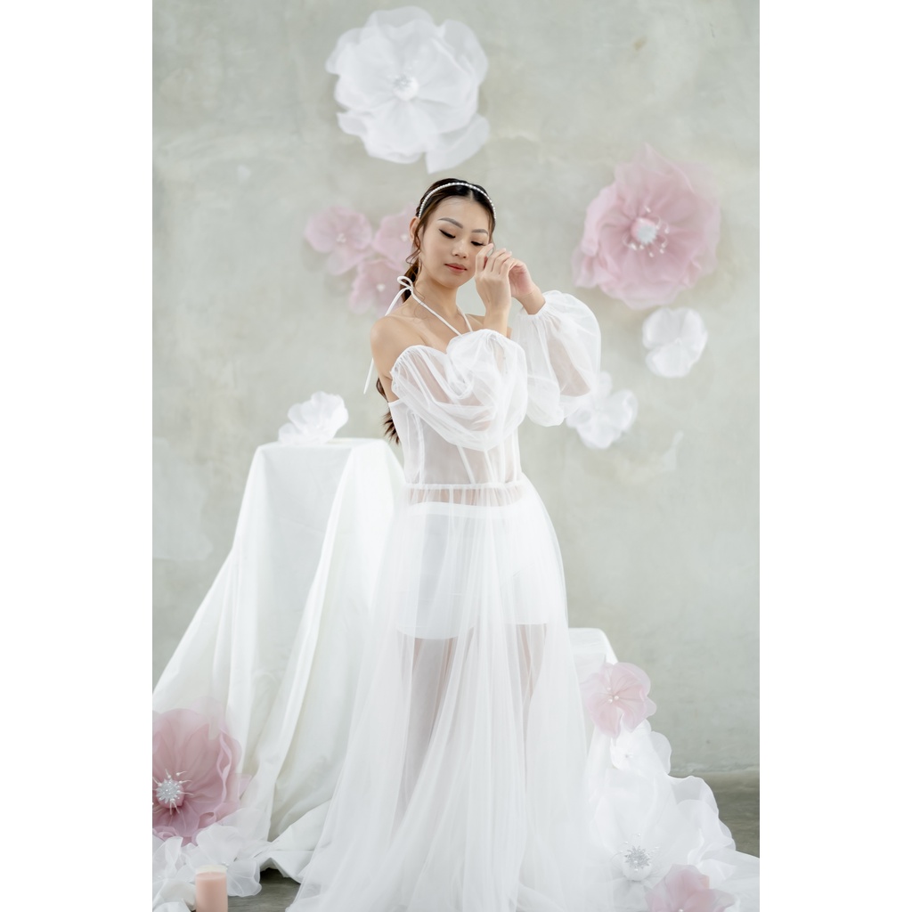 Faye Transparant Corset Dress - FAE Collection-Prewedding Gown Robe Bride Kimono Pengantin Photoshoot Attire Wedding Robe