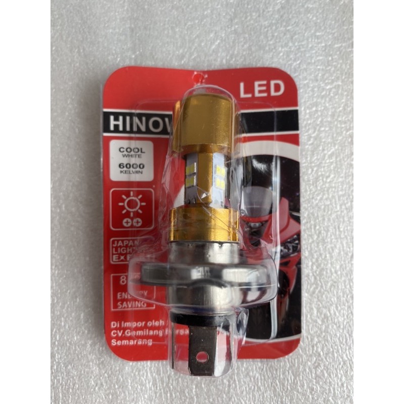 Lampu Led Utama Motor H4 3 sisi 12 led 6000k 12 Volt